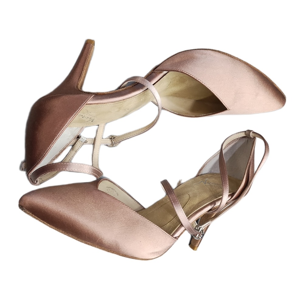 Angela Nuran Milonga Pump Heels Womens US 9 Pink Pointed Toe Ankle Buckle Strap